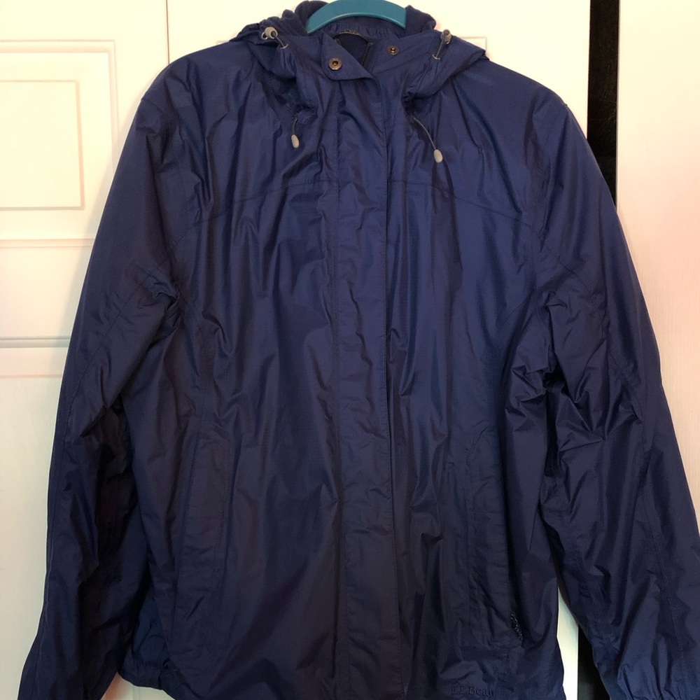 L.L. Bean Navy Blue Hooded Rain Jacket